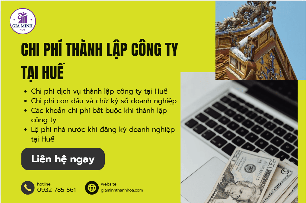 Chi phí dịch vụ thành lập công ty tại Huế